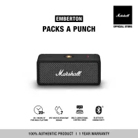 โปรโมชั่น Flash Sale : MARSHALL EMBERTON BLACK - Free shipping + 1 Year Warranty (Bluetooth speaker, Portable speaker, Marshall speaker, Wireless speaker)
