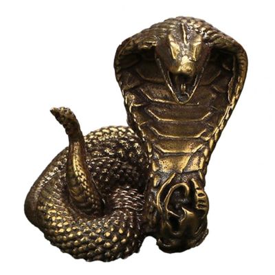 Cobra Statue Ornament Zodiac Snake Miniature Figurines Copper Desktop Craft