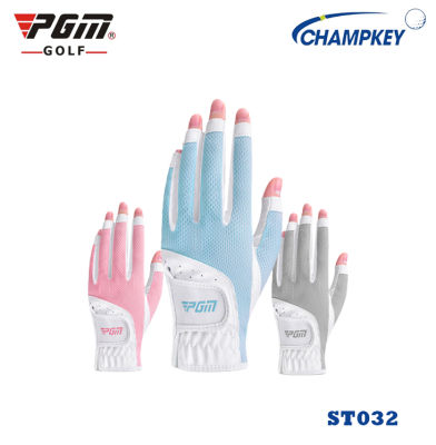 Champkey ถุงมือกอล์ฟสำหรับผู้หญิง PGM แบบเปิดนิ้ว 1 คู่ (ST032) Golf Gloves PGM For Women สีฟ้า/สีเทา/สีชมพู