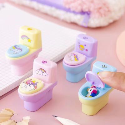 Bv&amp;Bv (พร้อมส่งในไทย🇹🇭) E02 Toys  Eraser ยางลบ ของเล่น กบเหลาดินสอ กบเหลาดินสอน้องส้วม มียางลบจิ๋วซ่อนข้างในด้วย Toilet pencil sharpener, free mini eraser