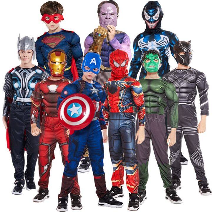 marvel-superhero-spider-man-captain-america-iron-man-thor-hulk-cosplay-costume-muscle-bodysuit-jumpsuit-for-kids-halloween-party