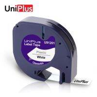 【Popular choice】 UniPlus ผู้ผลิตฉลากพลาสติก12มม. สำหรับ Dymo LT 91201 Letra Tag สีดำบนแถบเทปฉลากขาว LetraTag Plus ริบบิ้นเครื่องพิมพ์ LT-100H