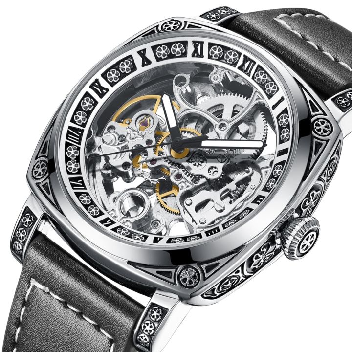 2022ใหม่นาฬิกาผู้ชายธุรกิจกระดูกจักรกลอัตโนมัติหรูเรืองแสง-สายหนังมือลมตัวเอง-relogio-masculino