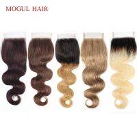 MOGUL HAIR Color 8 Ash Blonde Dark Brown Remy Human Hair Closure Indian Body Wave Hand Tied 4x4 Lace Closure Free Middle Part