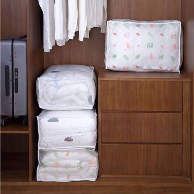 พร้อมส่ง-ถุงเก็บผ้านวม-เก็บผ้าห่ม-กระเป๋าเก็บผ้านวม-จัดระเบียบ-แบบพลาสติก-รุ่นรูดซิป-กันน้ำ-กันฝุ่น-storage-bag-for-cloth-quilt-comforter