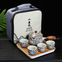 Portable Porcelain Chinese Gongfu Tea Set Flower Exquisite Teapot Set With 360 Rotation Tea Maker Infuser With Teacup Gift Bag