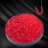 20PCS-100pcs Lifelike Red Worm Soft Lure Earthworm Ice Winter Fishing Silicone Artificial Bait Fishy Shrimp Additive Bass Carp