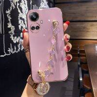 COROGI เคส Realme 11 5G 11 Pro 11 Plus 10 10 Pro 10 Pro 10 Pro Plus Plus Plus พร้อมสายรัดข้อมือรูปโคลเวอร์โชคดีเคสป้องกันซิลิโคนแบบนิ่มป้องกัน6D หรูหรา