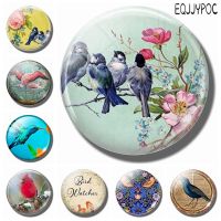 ☒☜♚ Blue Birds On A Branch 30MM Fridge Stickers Magnet Flowers Glass Cabochon Decoration Refrigerator Magnets Note Holder Home Decor