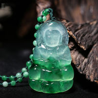 Carved Guanyin Jade Pendant Natural Chinese White Green Jadeite Bodhisattva Necklace Jewellery Fashion Amulet Man Luck Gifts
