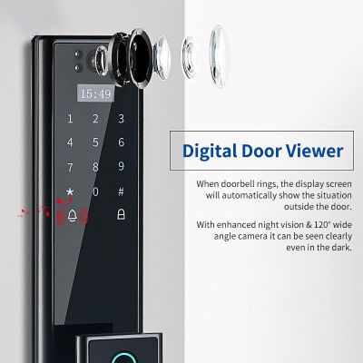ประตูล็อคอัจฉริยะอัตโนมัติเต็มรูปแบบลายนิ้วมือ Zigbee กับกล้องประตู HD