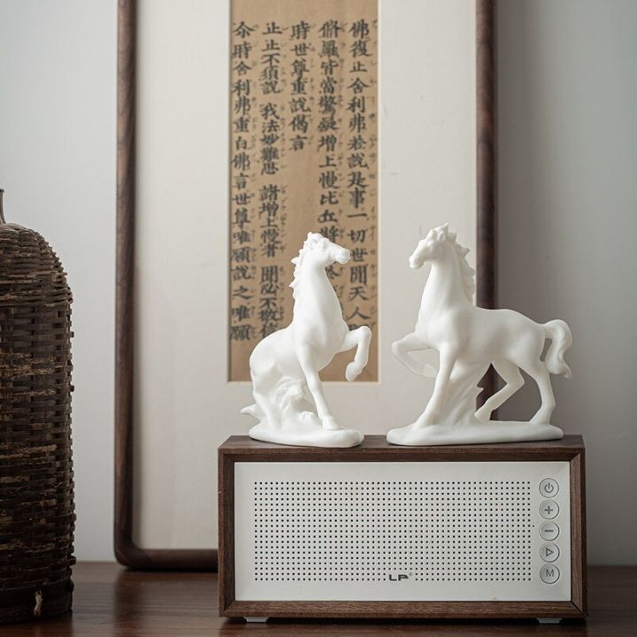 รูปปั้นม้าสีขาวเซรามิกรูปนก-pinny-เครื่องประดับรูปมาสคอตงานฝีมือรูปสัตว์อุปกรณ์ประดับตกแต่งบ้าน