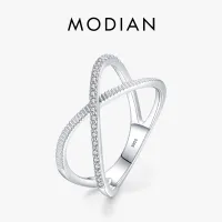 MODIAN แท้925เงินสเตอร์ลิงประกาย CZ Cross แหวนออกแบบแหวนของขวัญเครื่องประดับอุปกรณ์เสริม