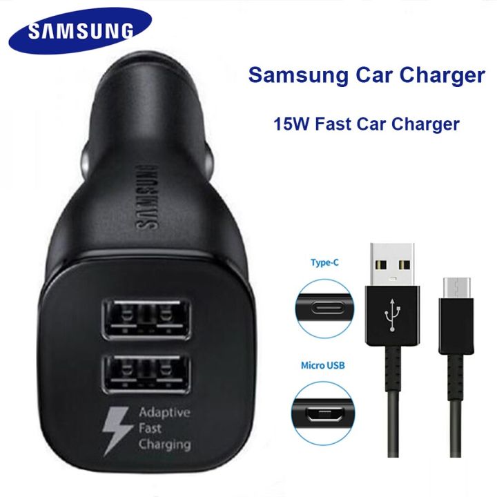 อะแดปเตอร์ที่ชาร์จแบตในรถ-samsung-s7สายเคเบิลไมโคร-usb-รถยนต์ที่รวดเร็ว-s8สำหรับ-galaxy-s9-s10-note-8-9-10-a30-a50-a9s-a70