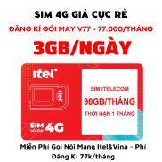 FREESHIP - CHƯA KÍCH HOẠT. GIẢM GIÁ SIM 4G Vina gói cước MAY V77 Itelecom