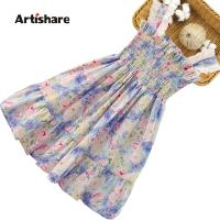 Girls Beach Dress Floral Pattern Dress For Girl Summer Children Dress Casual Style Costumes For Girls 6 8 10 12 14