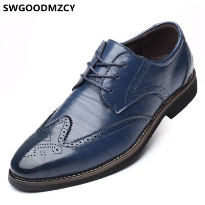 TOP☆Brogues Mens Formal Shoes Genuine Leather Oxford Black Plus Size Shoes Brown Dress Wedding Shoes For Men Scarpe Uomo Eleganti