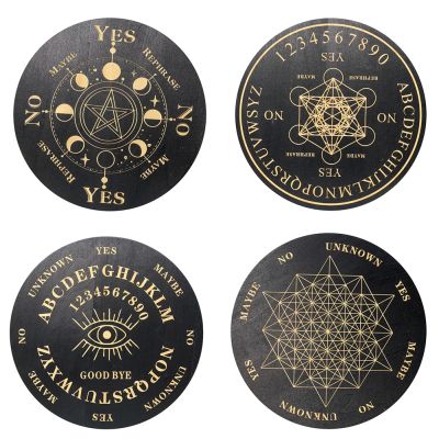 15cm Witchcraft Divination Board Black Wood Altar Butterfly Metatron Cube Pentagram All-seeing Eye Pendulum Game Magical Scrying