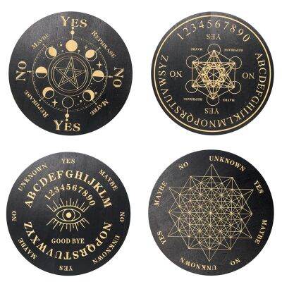 15cm Witchcraft Divination Board Black Wood Altar Butterfly Metatron Cube Pentagram All-seeing Eye Pendulum Game Magical Scrying