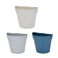 Wall Mounted Plastic Potted Plant Flowerpot Wall Hanging Planter Semi Circular Small Flower Pot 3Pcs