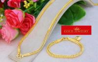 Gold-Jewelry เครื่องประดับ สร้อยทอง สร้อยคอ ทอง ทองคำ เซต สร้อยคอ สร้อยข้อมือ เศษทองคำเยาวราช ลายสี่เสา