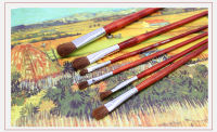 Zhouxinxing 6 pcsset long wooden rod gouache professional art painting supplies high-grade horse hair brush oil painting brush