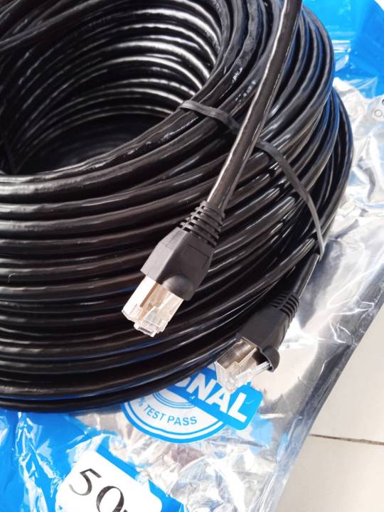 cable-lan-cat5e-สายภายนอก-ยาว-50-เมตร-เข้าหัวแล้ว-สายสัญญานอินเตอร์เน็ตภายนอก-ทนแดดทนฝนได้ดี-สายหนาเส้นใหญ่-สัญญานดีได้มาตราฐาน