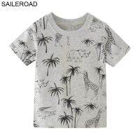 2023 In stock SAILEROAD 2-7Years Animal Giraffe Print Children Boys Tops Tees T-Shirts for Summer Baby Infant Boys，Contact the seller to personalize the name and logo