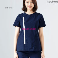 Nursing Uniforms Cotton Scrub Top Short Sleeve Clothes Zipper Opening Spa Uniforms Round Collar Vet Workwear Veterinary