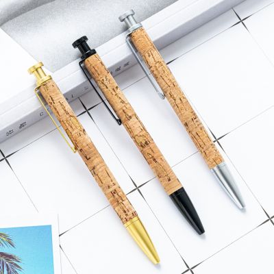 1 Piece Lytwtws Press Ballpoint Pen Wood Grain Metal Stationery School Office Supplies High Quality Pens Pens