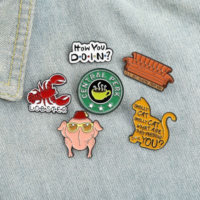New Creative America TV Show Friends Brooch Pin Cartoon Cute Lobster Sofa Styling Enamel Pin Badge For Unisex Gift