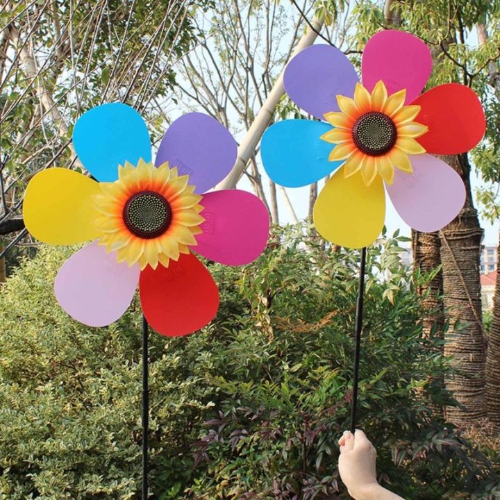 ตัวหมุนกังหันรูปดอกทานตะวันของเล่นงานวัดสนุกสำหรับเด็กๆของเล่นดอกทานตะวันพินวีลรูปดอกไม้
