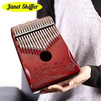 【YF】 Mahogany Kalimba 17-key Thumb Handguard Wood African Mbira Calimba with Tuning All