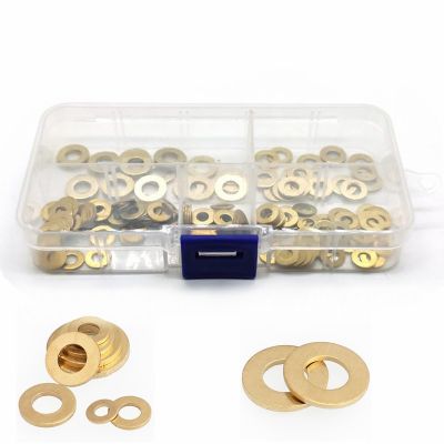 【CW】 130Pcs/set Copper Washer Brass Flat Gasket M2 M2.5 M3 M4 M5 M6 Assortment Kit