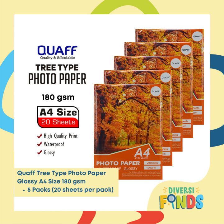 Packs Gsm Quaff Waterproof Glossy Photopaper Photo Paper Photopapers A Size Lazada Ph