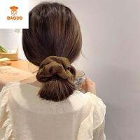 BAGUO หอมหวาน เรียบหรู Scrunchies ใบหน้ายิ้ม หมวกแฟชั่น วงผมยืดหยุ่น วงผมผู้หญิง Scrunchies สไตล์เกาหลี แหวนผมลำไส้ขนาดใหญ่ เชือกผมยิ้ม