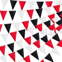 Red Black White Banner Halloween Party Decorations Triangle Flag Fabric Pennant Garland Bunting for Wedding Graduation Birthday Banners Streamers Conf