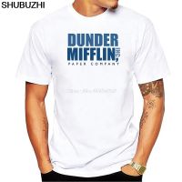 จัดส่งฟรีบริษัทออกแบบเสื้อยืดสั้น Office Office Dunder Mifflin กระดาษลูกเรือคอแฟชั่น Tee เสื้อสำหรับผู้ชาย