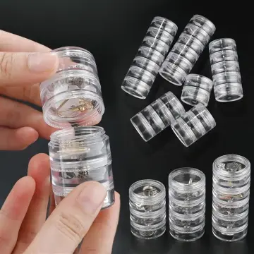 5 Layer Cylinder Stackable Bead Containers Plastic Round Clear Storage