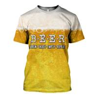 New Mens T-shirt Honey Beer Printing 3D Printed Funny Novelty Tee O-neck Short Sleeve Top Summer Fashion Street Outfit Clothing