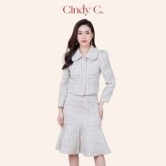 Set Áo Khoác Và Chân Váy Bunny CINDY C Chất Dạ Tweed Sang Trọng