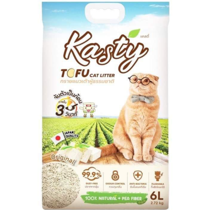 Kasty (แคสตี้) ทรายแมวเต้าหู้ กลิ่นออริจิอล 6ลิตร
