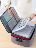 Large Document Storage Bag File Folder Essential Oil Storage Organizer Passport Card Holder Password Lock Multi-Layer Briefcase