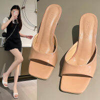 ?Darane?2023 ฤดูร้อนใหม่รองเท้าแตะส้นสูงสีนู้ดและรองเท้าแตะ French stiletto square toe รองเท้าแตะแบบสวมเปิดนิ้วเท้าเซ็กซี่สำหรับเท้าที่ง่ายและไม่เหนื่อย