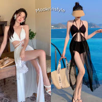 ?Mookrinstyle? ชุดว่ายน้ำเซท2ชิ้น มีขาว กับ ดำ ชุดว่ายน้ำ บิกินี่แฟชั่น summer bikini