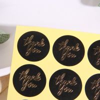 1200pcs/Lot Lovely Round Golden Thank you Black DIY Multifunction Paper Label Adhesive Gift Seal Sticker Stickers Labels