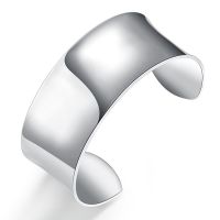 New Arrival Pure 925 Silver Color Bangle Bracelets Women Smooth Open Bracelet Jewelry