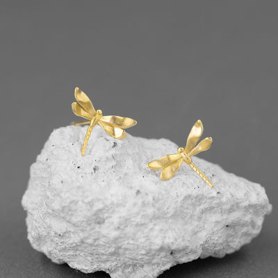 INATURE Cute Dragonfly 925 Sterling Silver Women Ear Stud Earrings For Girls Jewerly Gifts