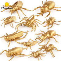 หุ่นแมลงจำลองของเล่นเพื่อการศึกษาสำหรับเด็กแมลงเต่าทองแมงมุมตั๊กแตนเล่นคริกเก็ตสีทอง【cod】