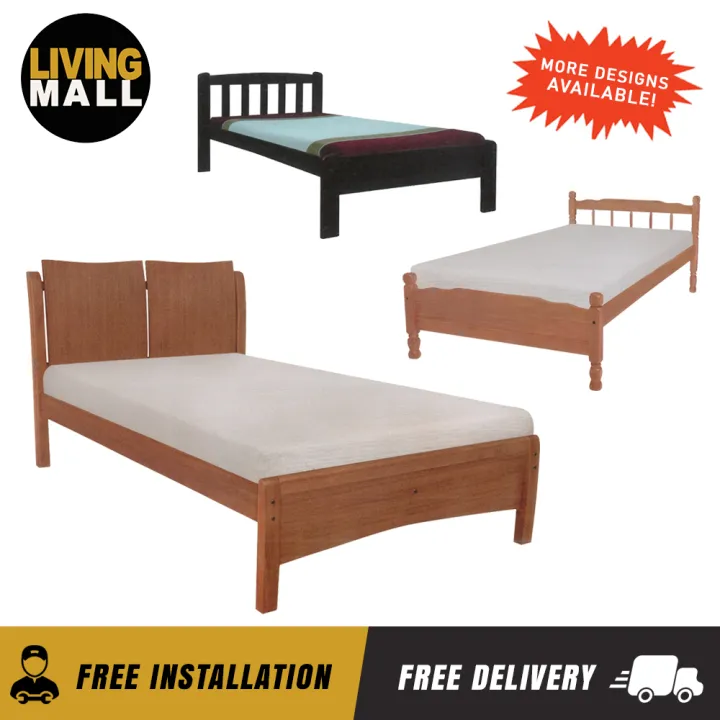Living Mall Kori Series Single Size Solid Mahogany Wood Bed Frame In 18 Designs Lazada Singapore Solid Mahogany Wood Bed Frame, Solid Mahogany King Size Bed Frame